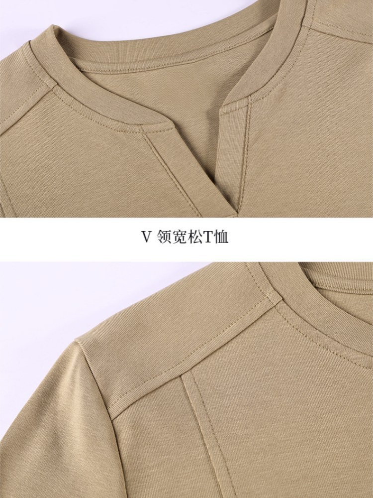 【92精梳棉】轩凌子小V领正肩T恤S82610005·白色