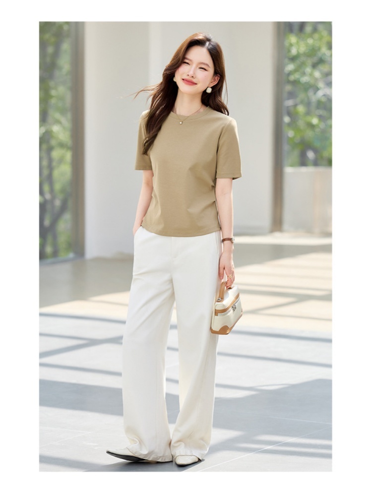 【92精梳棉】轩凌子简约正肩收腰T恤XS82620094·白色