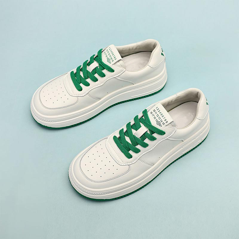逐旅 时尚女士板鞋百搭真皮平底潮味休闲小白鞋女板鞋LP-G053·米绿