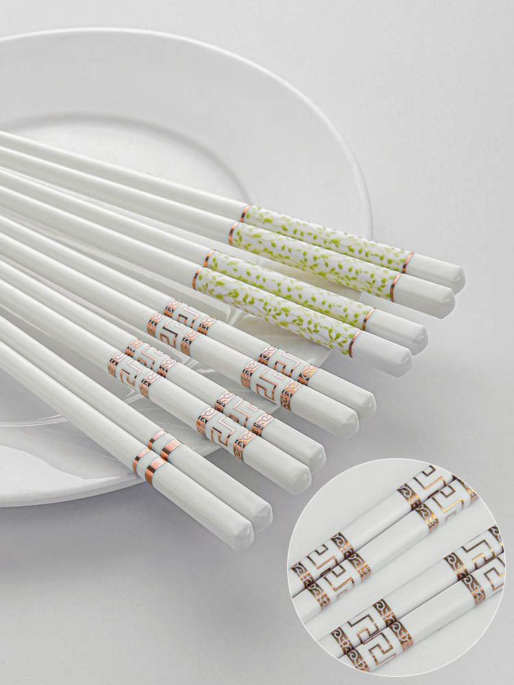 家用不发霉健康防滑中式骨瓷筷子耐高温易清洗陶瓷筷子（10双）·金玉满堂（10双）