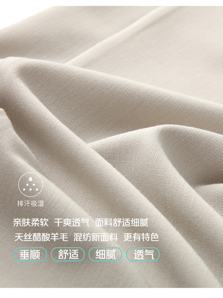 【品牌工厂出品】和顺圣早秋醋酸天丝羊毛阔腿裤26016·米杏色