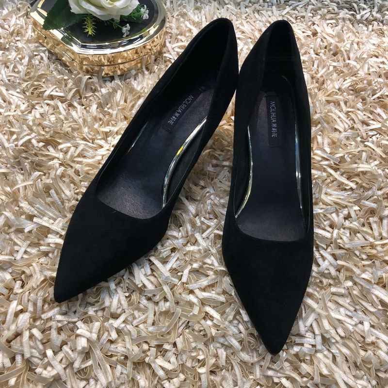 法式优雅 尖头显瘦新款红底高跟鞋(新娘鞋)·黑色1026c-v232