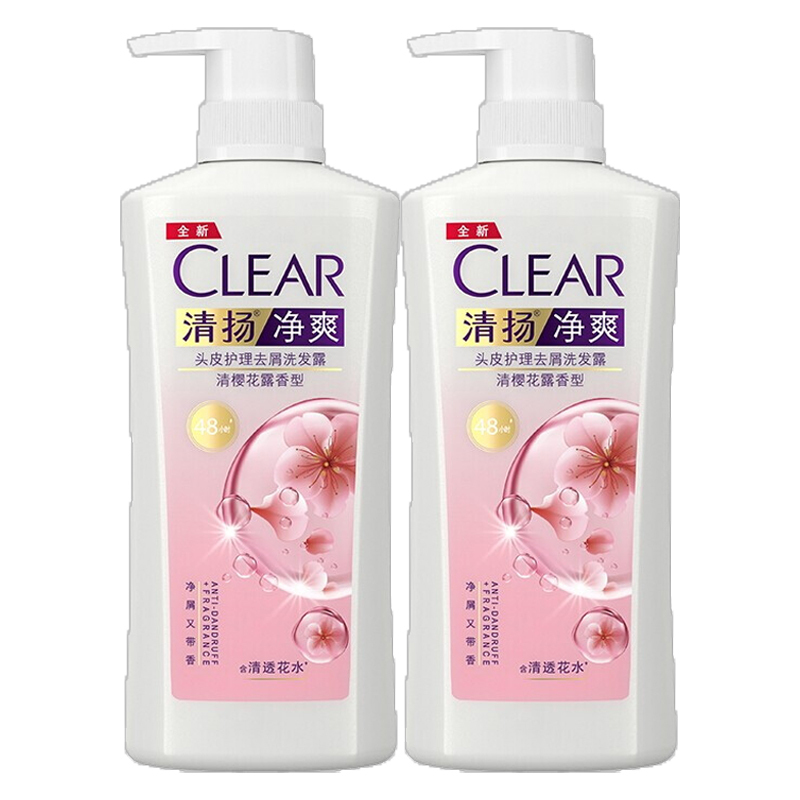 清扬(clear) 樱花沁爽型去屑洗发露500g*2