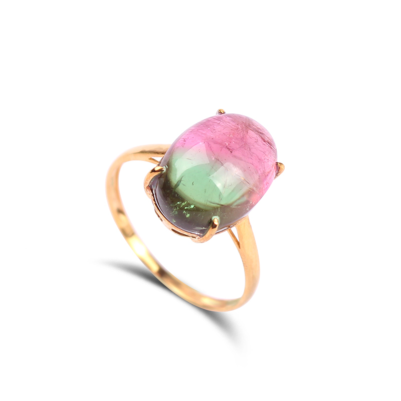 卓凡18k金镶雅致西瓜碧玺戒指16