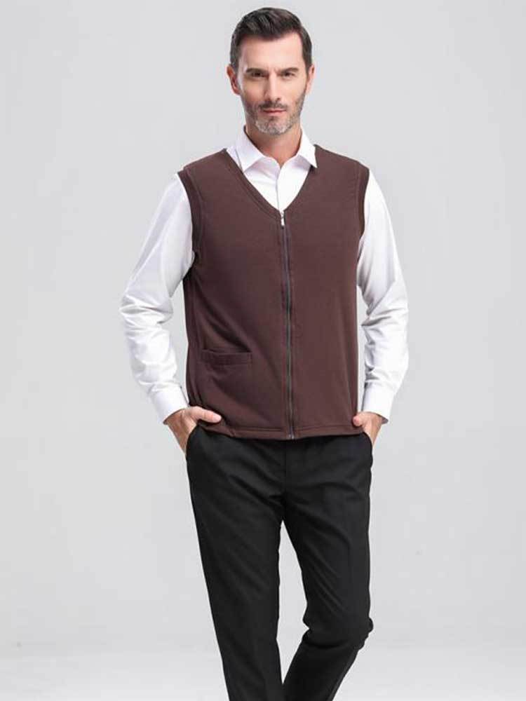 95棉桑蚕丝填充马甲男款（8210）·咖色