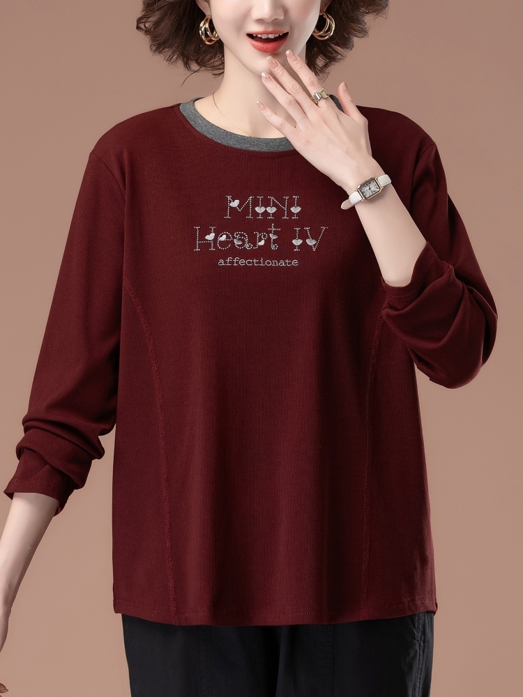 【莫代尔棉】凯诗帕撞色字母刺绣T恤6434·酒红