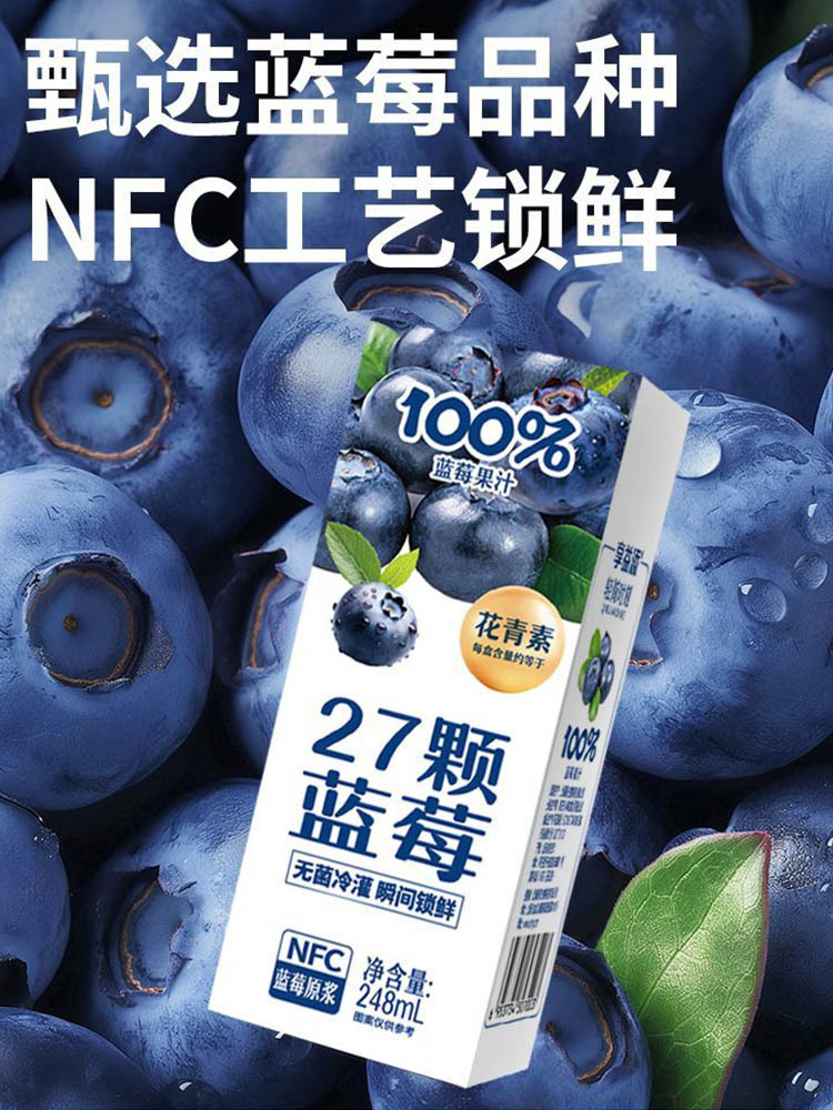 NFC蓝莓汁248ml*20盒 富含花青素 配料干净 酸甜解腻