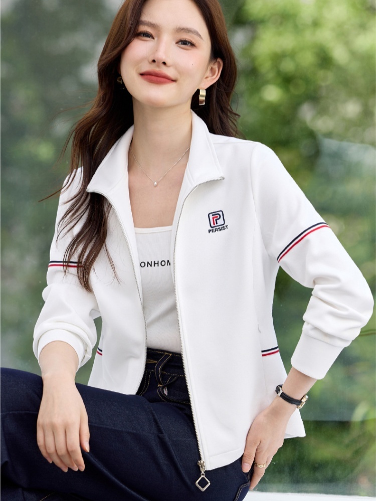 轩凌子撞色织带拉链外套XS92613016·宝蓝色