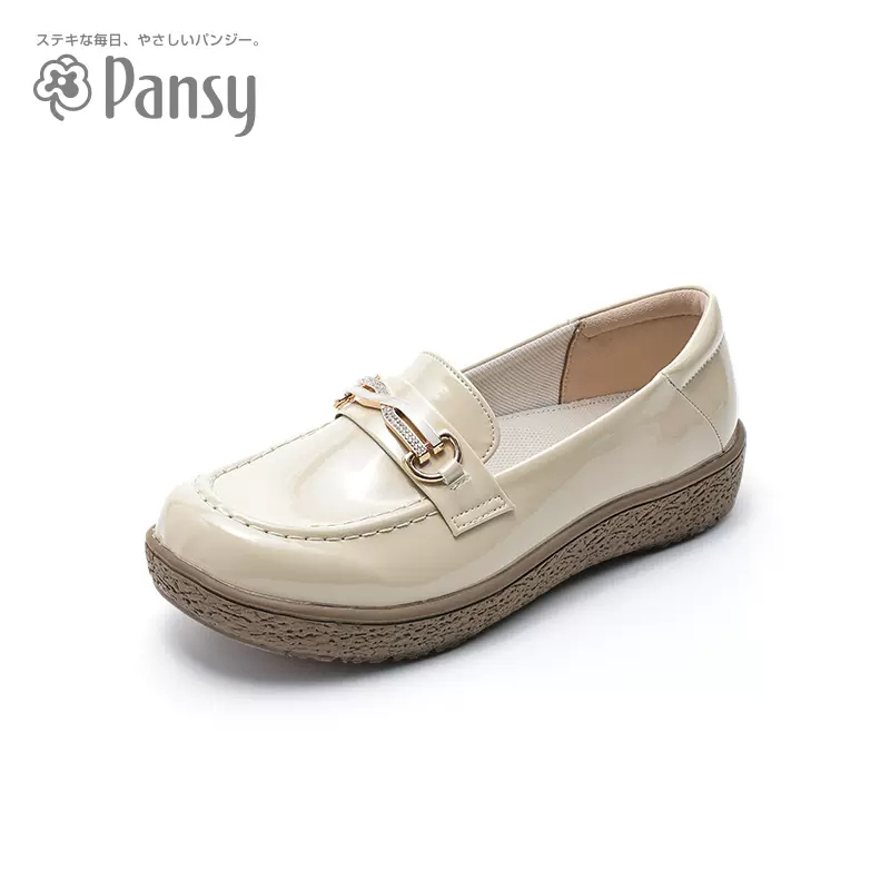 Pansy上新日本女鞋舒适浅口亮面乐福鞋HD4090·黑色