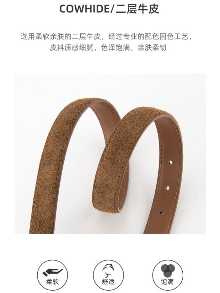 杜鹃鸟时尚水钻金色CD扣牛皮腰带28006·酒红