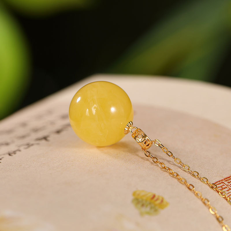 尊丽尚jaleesa18k金蜜蜡圆珠吊坠13mma