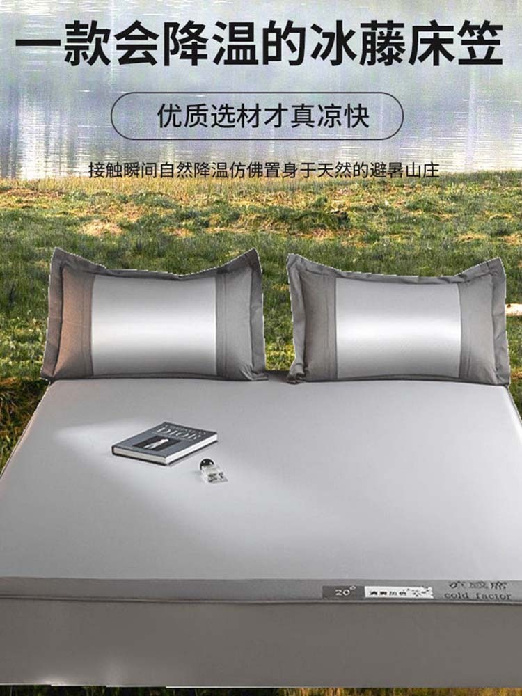 窝美居A类凉感轻柔丝冰藤凉席凉感席床笠款150*200cm·苹果绿