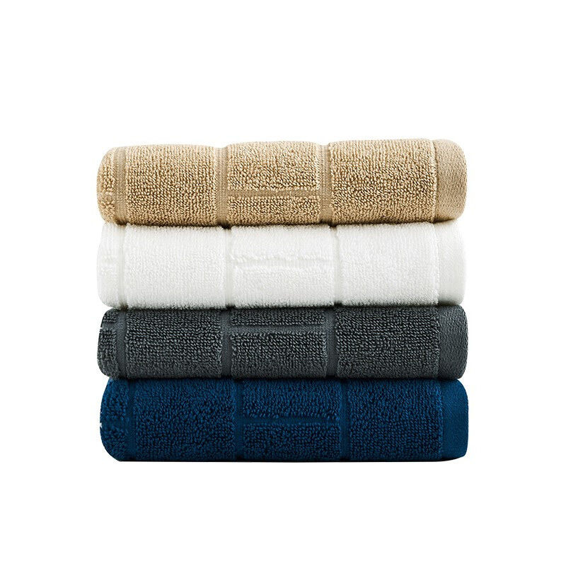三利塔罗抗菌面巾4条装纯棉毛巾JS826白驼灰蓝各1条