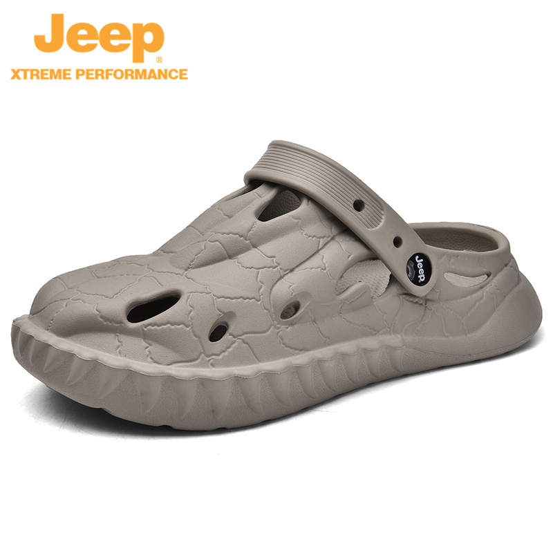 jeep洞洞鞋男夏季透气厚底凉鞋踩屎感P230MTX224·灰色