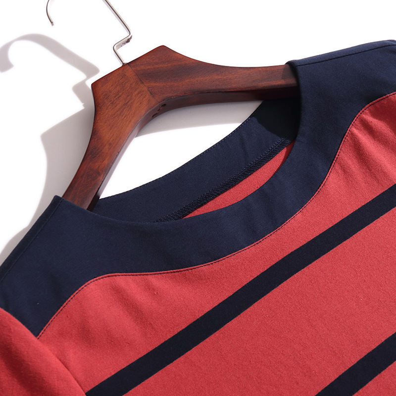 ANYMANNER.M新款韩版夏季减龄洋气短袖条纹T恤·6711-西瓜红