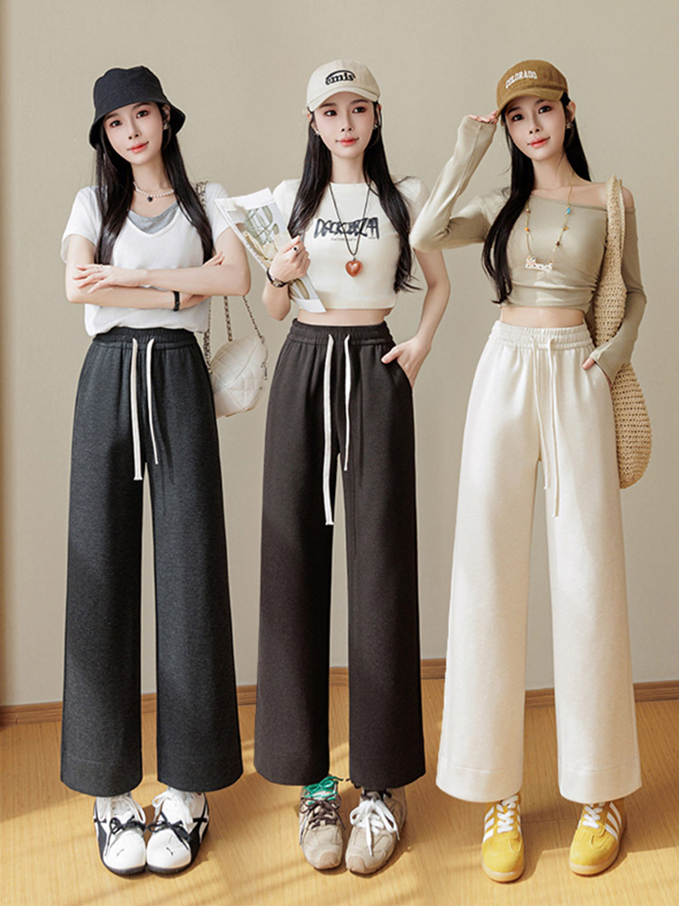 【专柜品质】赫本风斜纹羊毛高腰显瘦阔腿九分裤·咖色