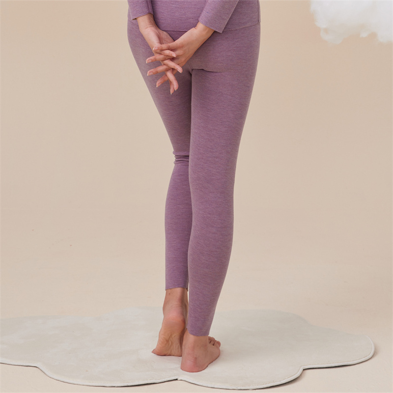 纤丝鸟羊绒蚕丝随形裁女士护膝单裤·麻紫色