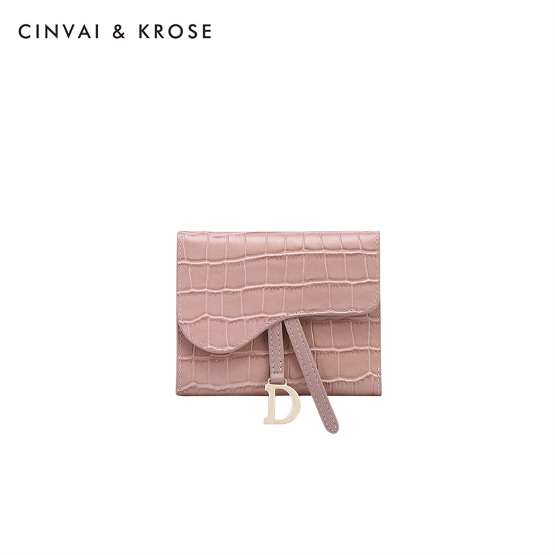 CinvaiKrose牛皮钱包女短款零钱包皮夹女包K6071·粉色