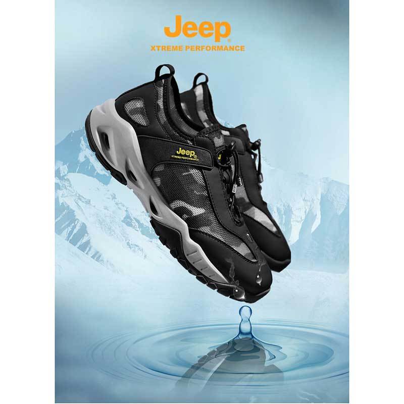jeep网面透气防滑登山鞋速干徒步涉水鞋P211291293-22·黑色