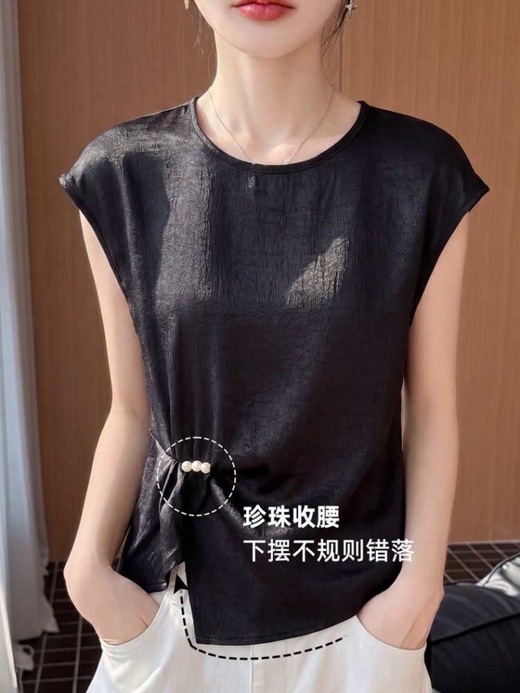 特舒高级感缎面圆领短袖TS-Y90·经典黑