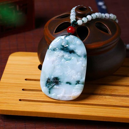 歆弘美玉江山如画老坑翡翠挂件孤品