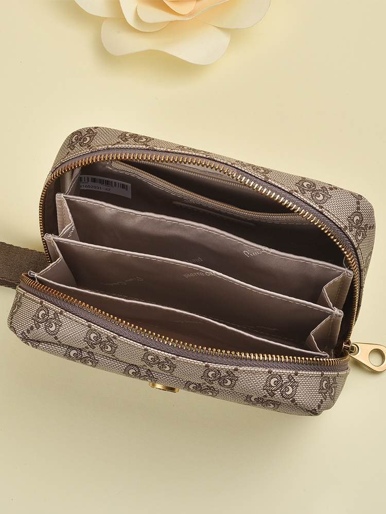 皮尔卡丹女士手包时尚大容量多功能印花手拿包·C31652031-4Z/深卡其色