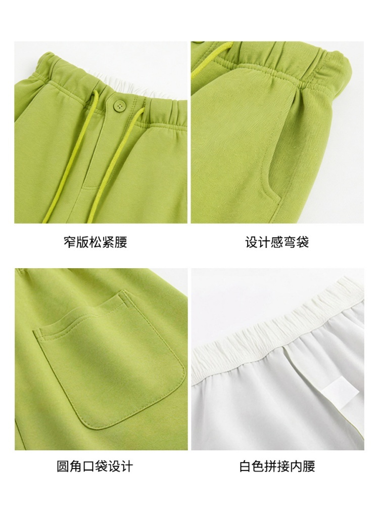 西果春秋松紧腰针织弯刀裤601·黑色