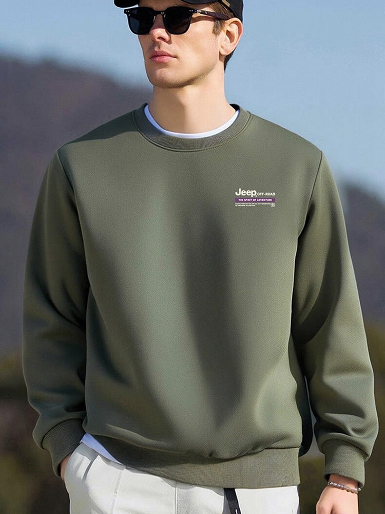 Jeep（吉普）男舒适圆领卫衣时尚百搭P85BMKJ292·藏青色