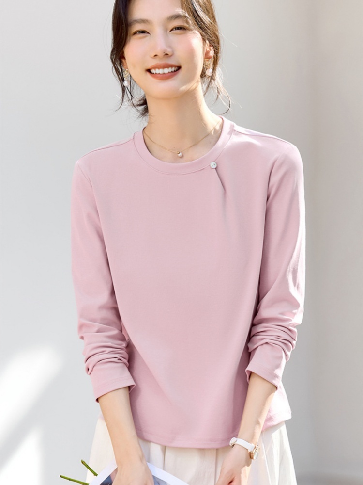 【92精梳棉】轩凌子捏褶纽扣T恤S82610002·白色