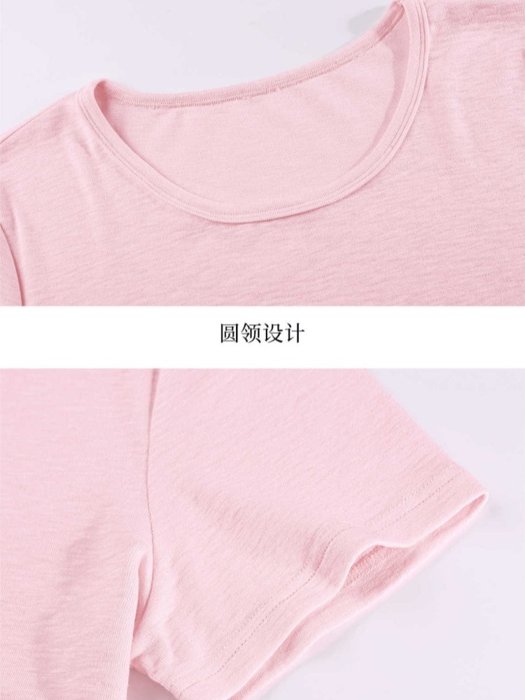 【莫代尔棉】轩凌子侧边纽扣宽松T恤XS82620109·粉色