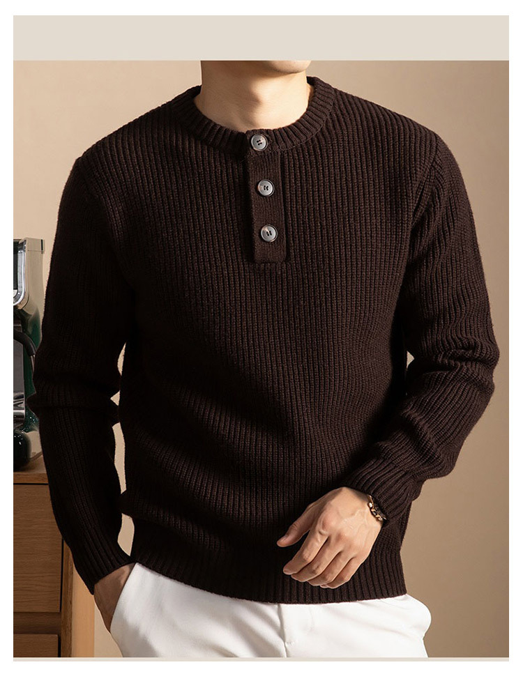 欧奈丝 男士加厚老钱风气质羊毛衫NSM5251402·深灰