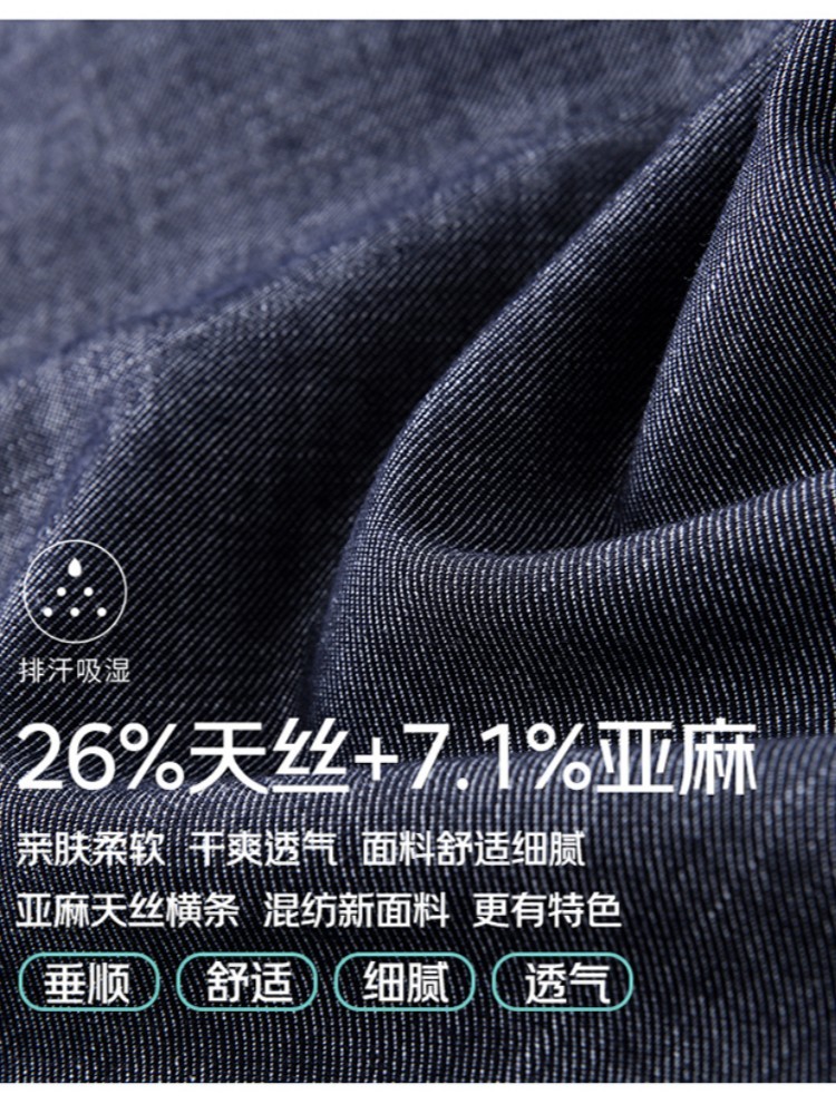 【大牌代工厂出品】和顺圣天丝亚麻垂感牛仔阔腿裤26003·蓝色