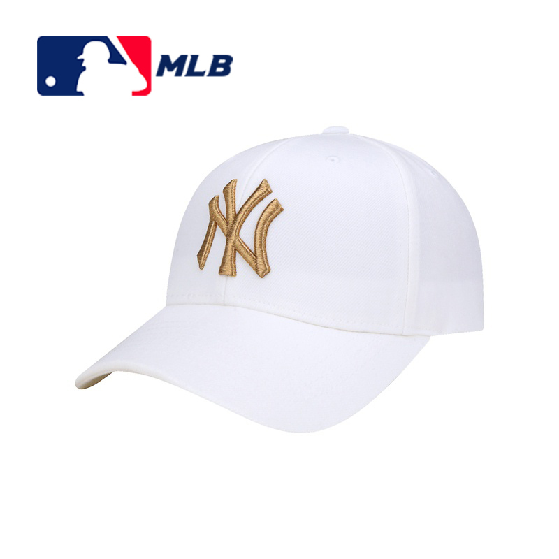 MLB棒球帽男女通用弯檐帽NY扬基32CPIG831-50W·白色金标无侧标