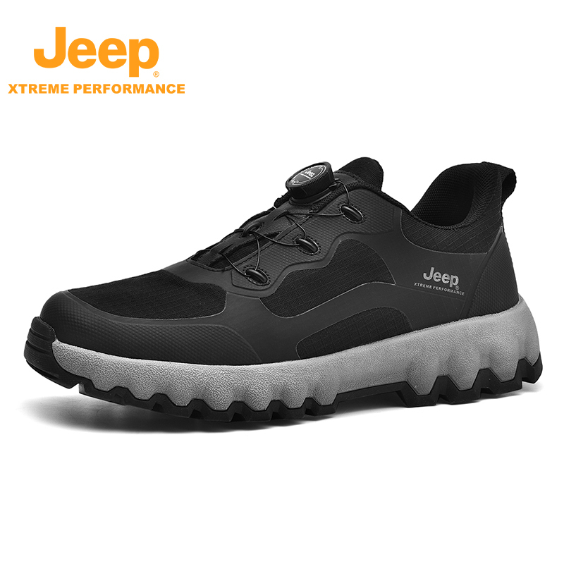 jeep防水男鞋夏新款百搭休闲运动鞋男户外防滑徒步P231292621·黑色