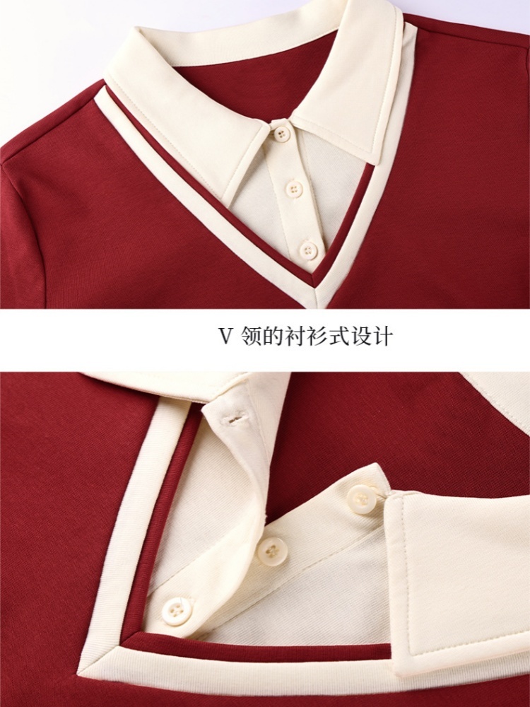 【92精梳棉】轩凌子气质拼接翻领T恤XS82610020·清水绿