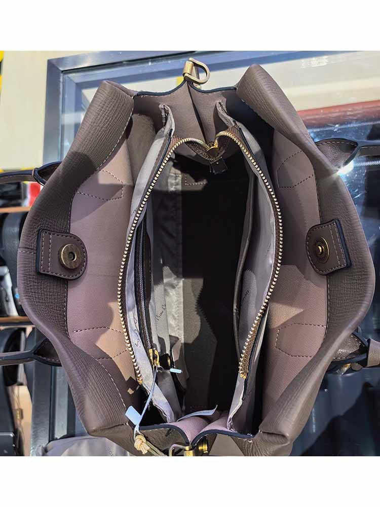 皮尔卡丹女包新款真皮牛皮手提包大容量单肩斜挎包商场同款·P3222609/灰色小号
