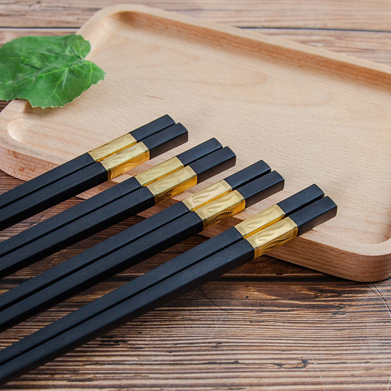 润枝合金筷子家庭套装黑金