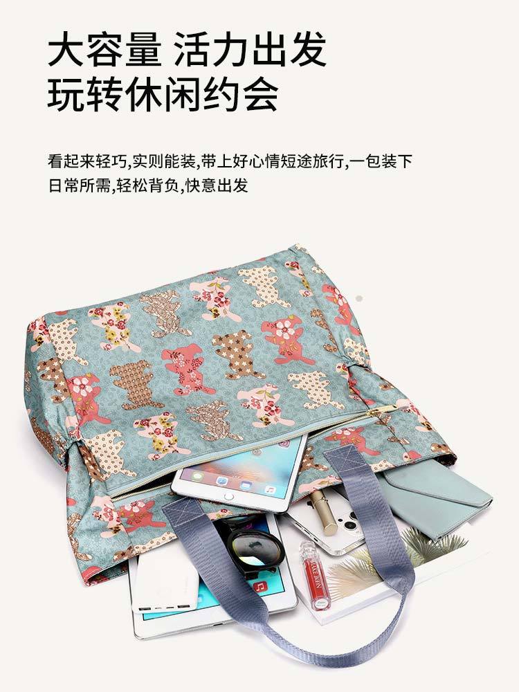 潮流民族风印花大容量防水尼龙单肩包616#·彩色花簇