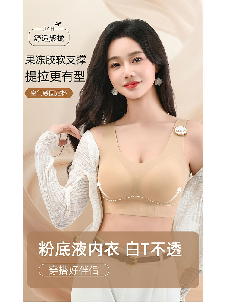 【2件超值组】无痕粉底液隐形果冻胶软支撑轻薄聚拢内衣·（宽肩带）粉底肤+黑色