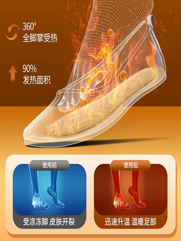 老北京艾草自热发热鞋垫暖贴100片（50双）·男款（适用40-45鞋码）