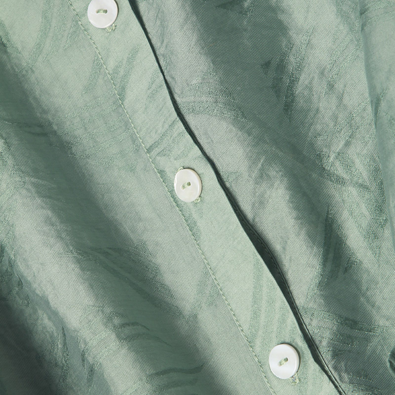 丁摩 夏季新款天丝提花时尚洋气百搭宽松衬衫防晒衣开衫薄外套20-167·绿色