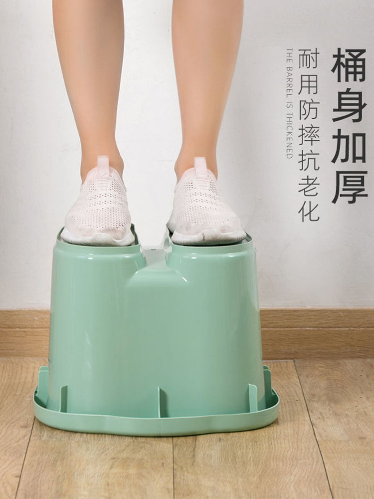 2个带盖泡脚盆按摩足浴桶家用塑料按摩洗脚盆·加厚高24cm绿色带保温盖4个按摩轮