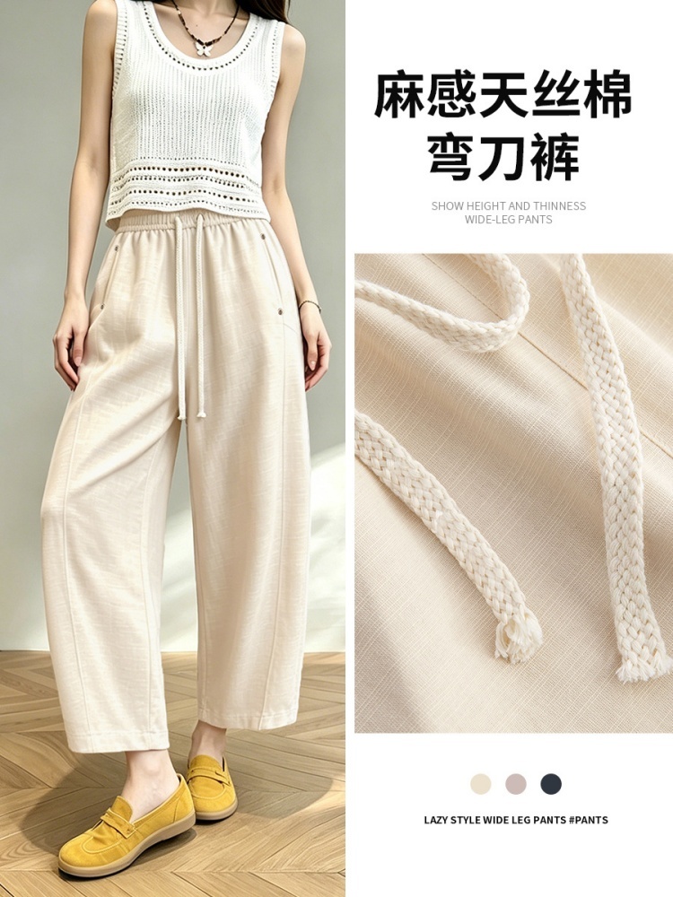西果天丝棉九分弯刀休闲裤26329·藏青九分