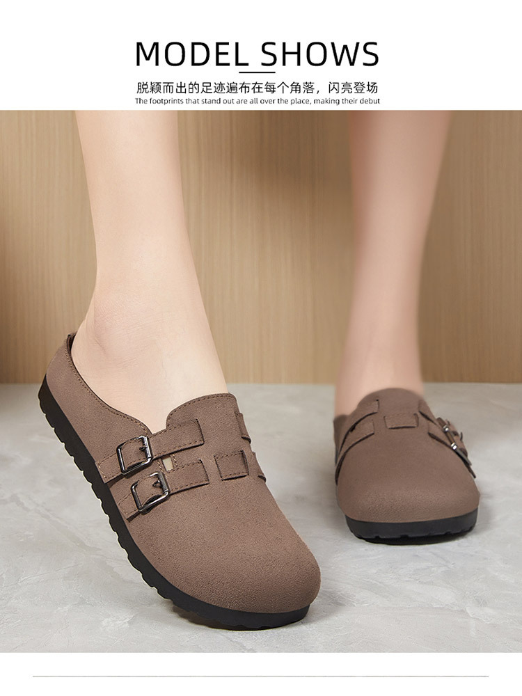 【清仓特价】时尚一脚蹬包头勃肯半拖鞋·黑色