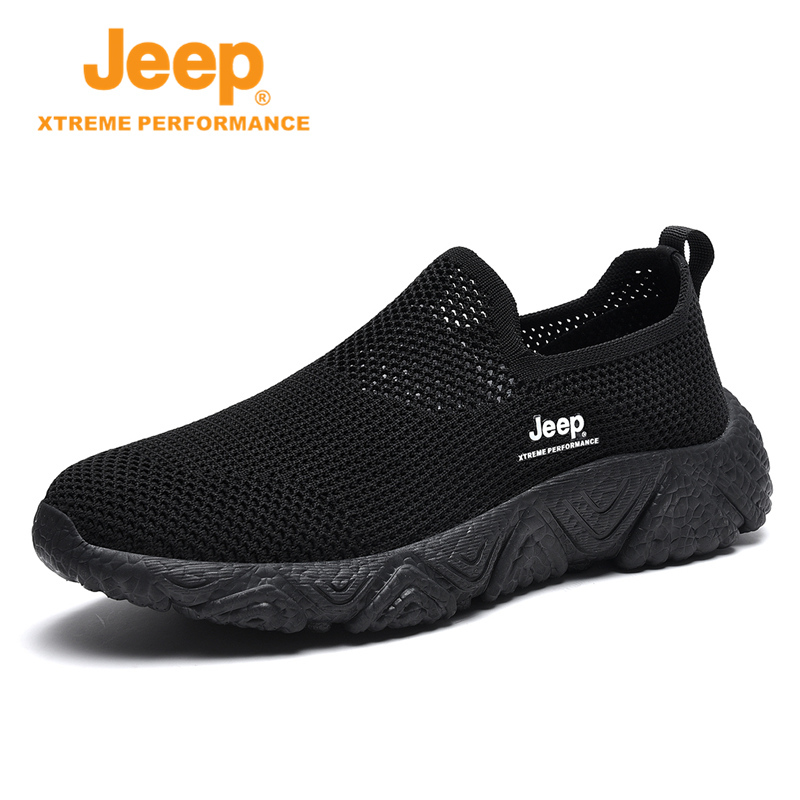 jeep吉普男夏季透气网面鞋薄款防臭轻便软底防水网鞋布鞋J111291254·全黑色
