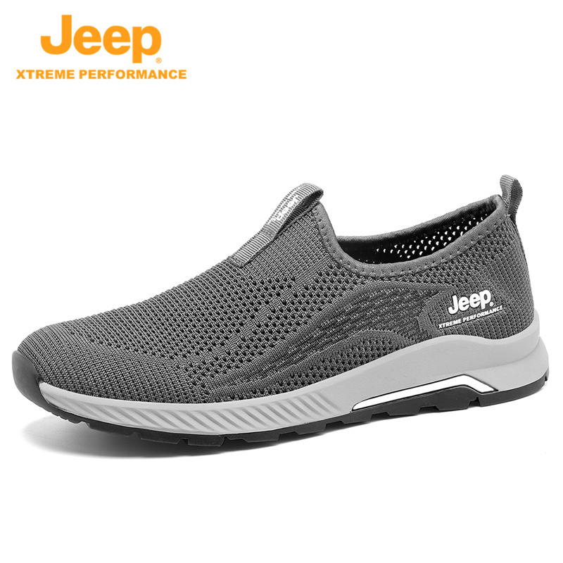 jeep一脚蹬男鞋新款透气休闲运动轻便软底防滑P221291204·灰色