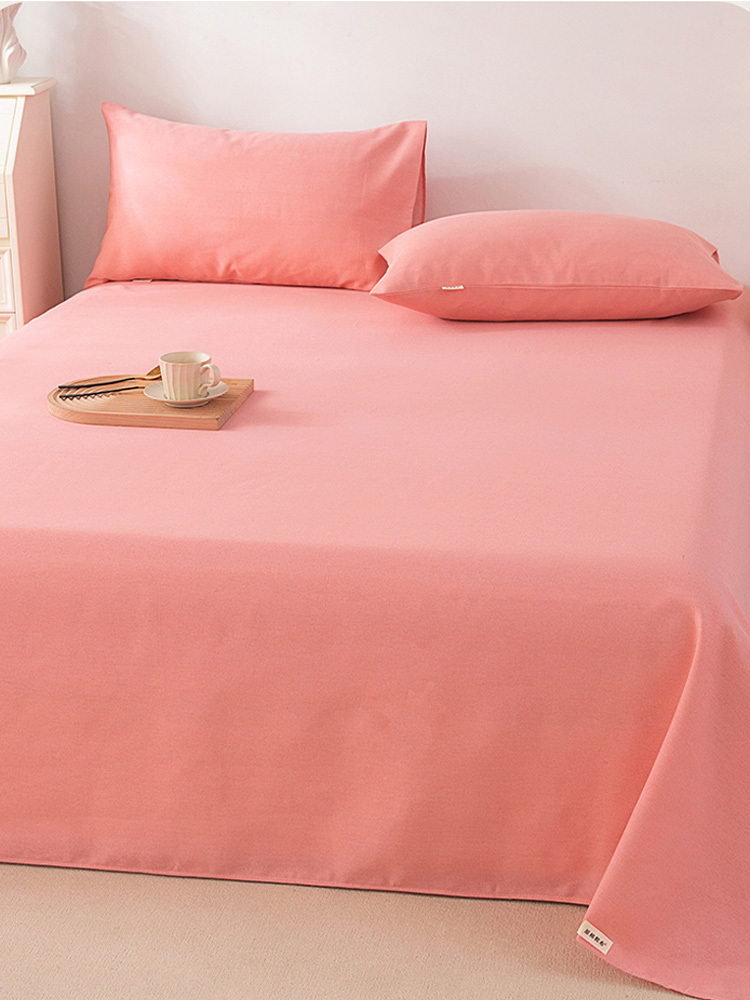 无印良品 新款原棉标凉席老粗布系列床单二件套 6色可选·樱花粉