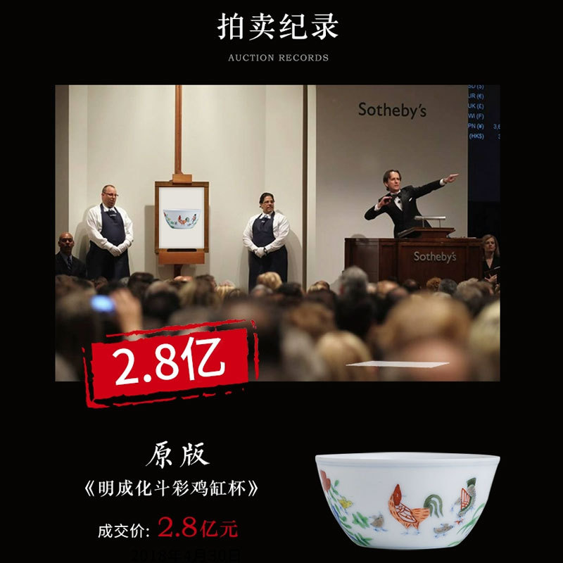 仿明成化斗彩鸡缸杯新