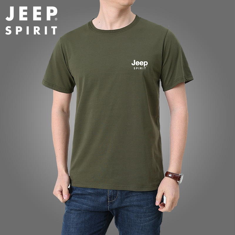 JEEP短袖t恤男士夏季新款潮牌半袖体恤打底衫279019·军绿色