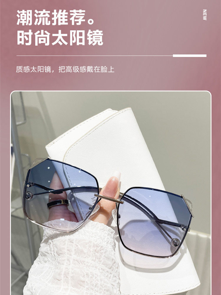 柔派多边大框渐变色防晒墨镜太阳镜JS8566#·灰茶色